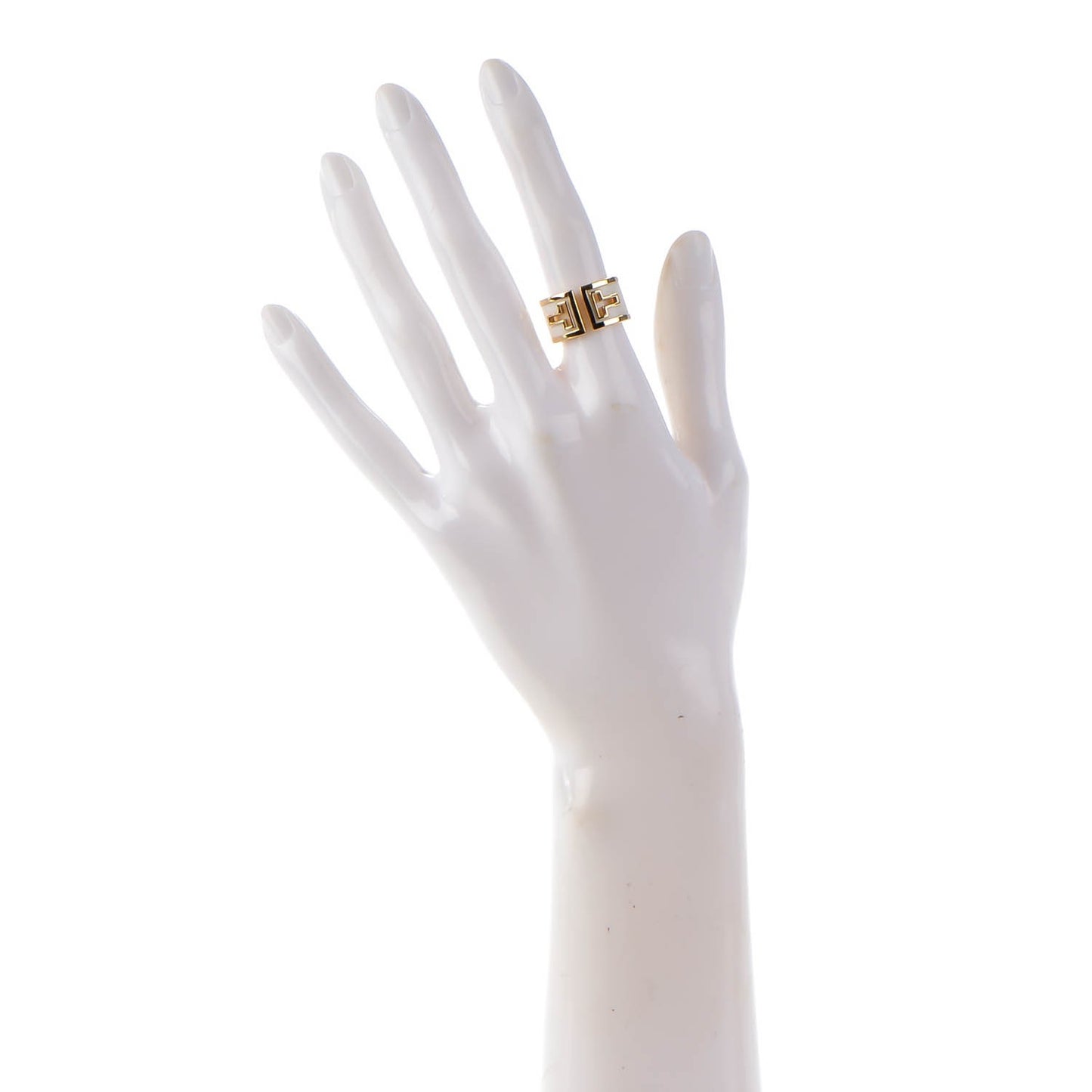 18K Yellow Gold White Ceramic T Cutout Ring 5