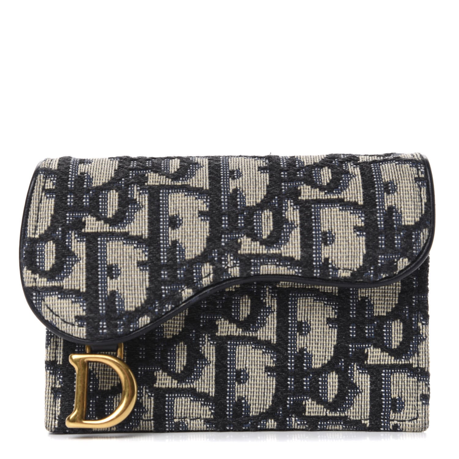 Christian Dior Oblique Saddle Card Holder Blue 1 of 7