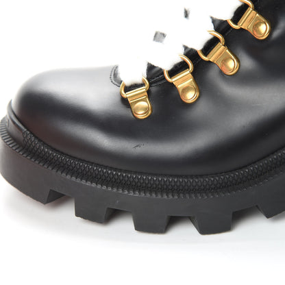 Gucci Calfskin Sylvie Web Lace Up Combat Boots 36 Black 9 of 11