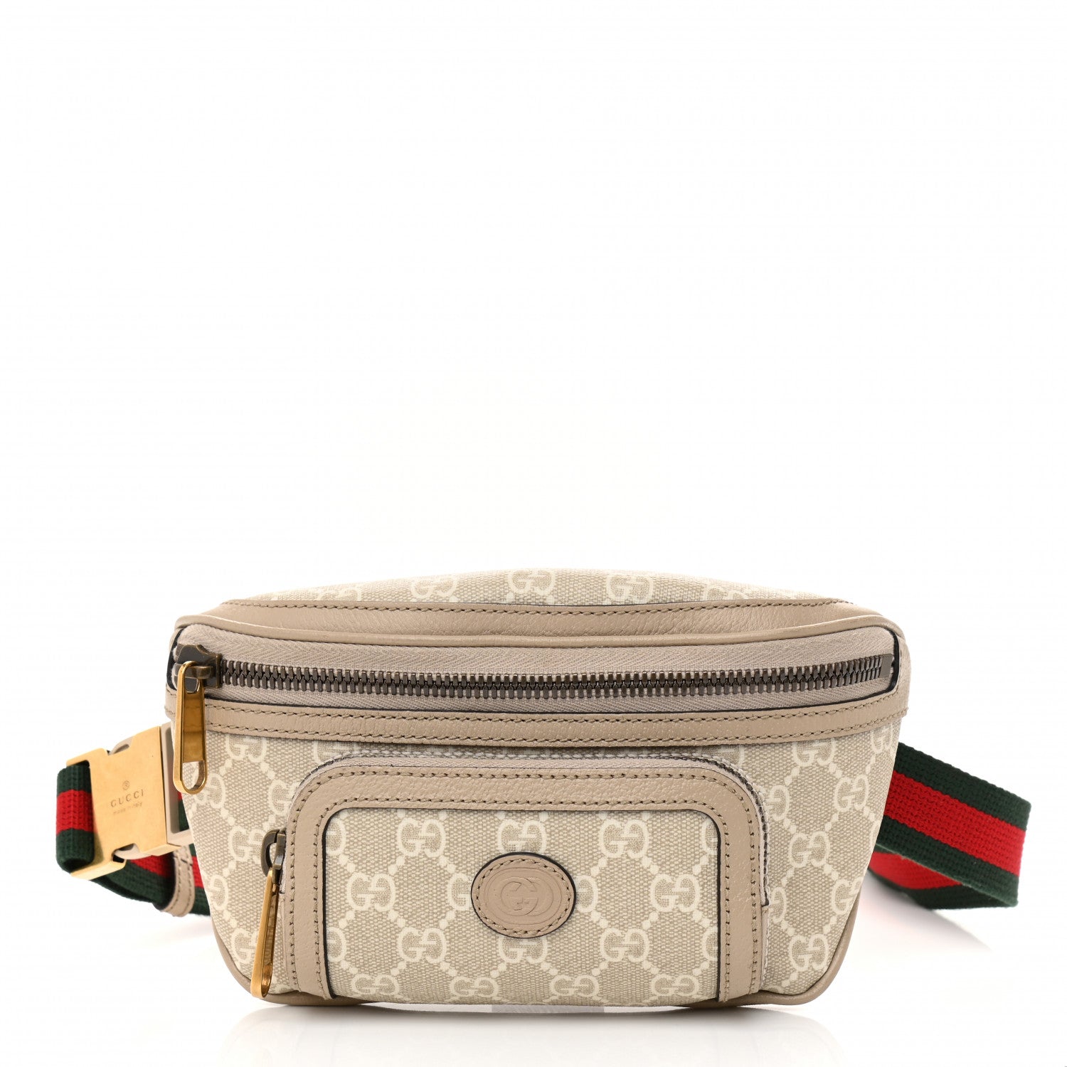 Gucci GG Supreme Monogram Textured Calfskin Web Retro Interlocking G Belt Bag Beige Mystic White Oatmeal 1 of 11