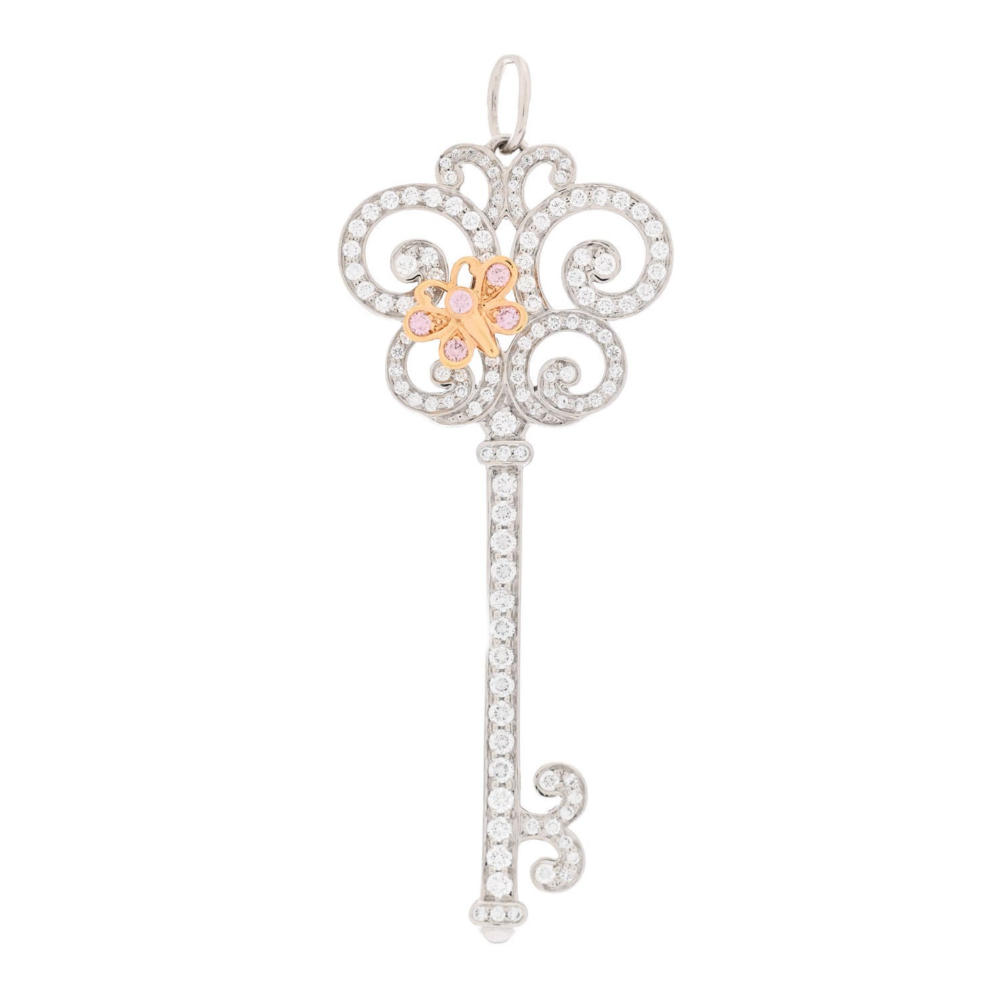Platinum 18K Rose Gold Diamond Enchant Butterfly Key Pendant
