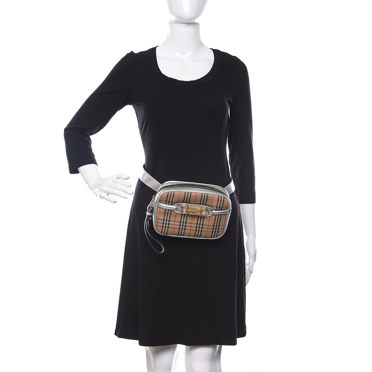 Burberry Smooth Calfskin 1983 Knight Check Link Bum Bag Silver 2 of 9