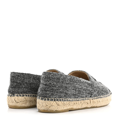 Chanel Tweed Velvet CC Espadrilles 39 Grey Black 5 of 9