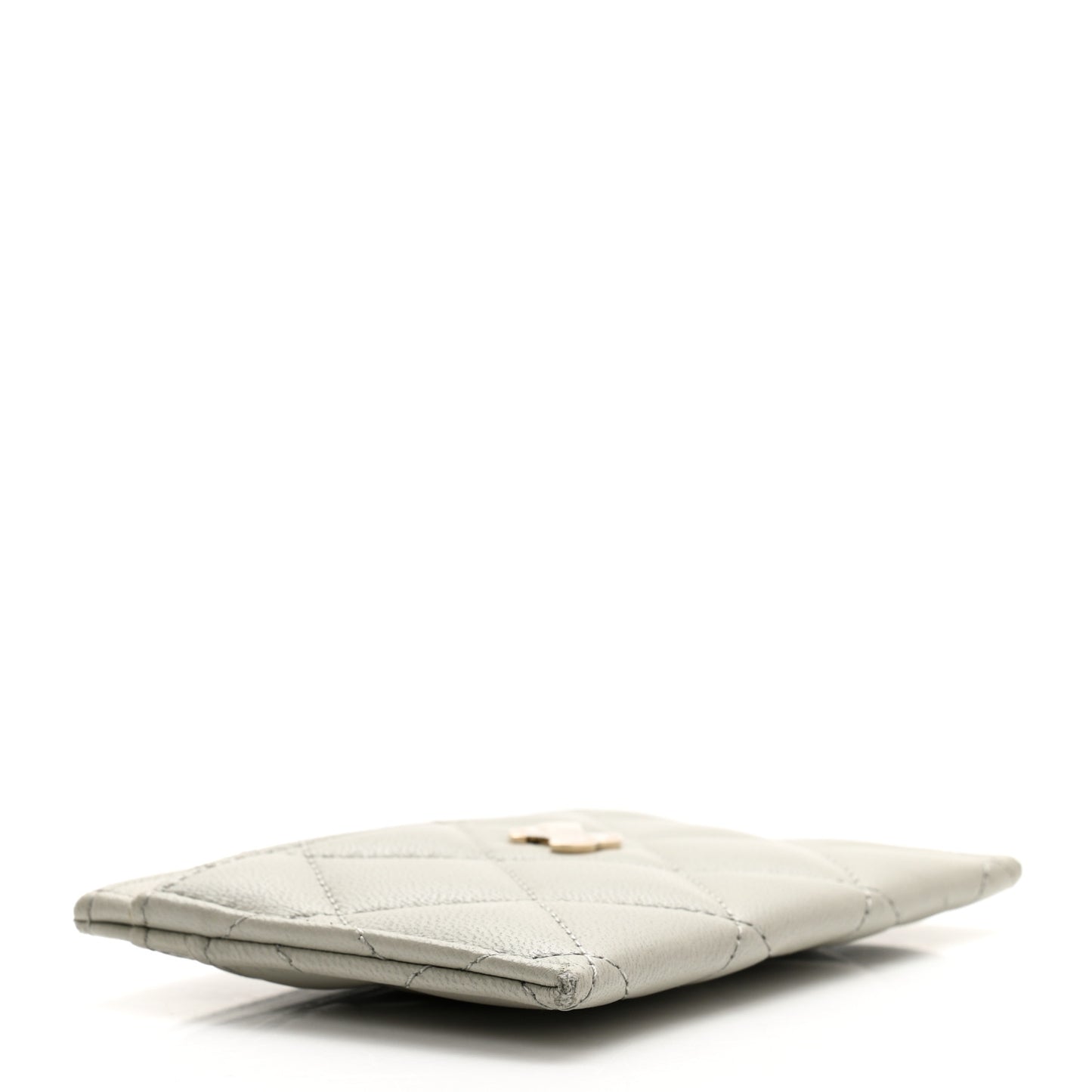 Lambskin Quilted Card Holder Grey