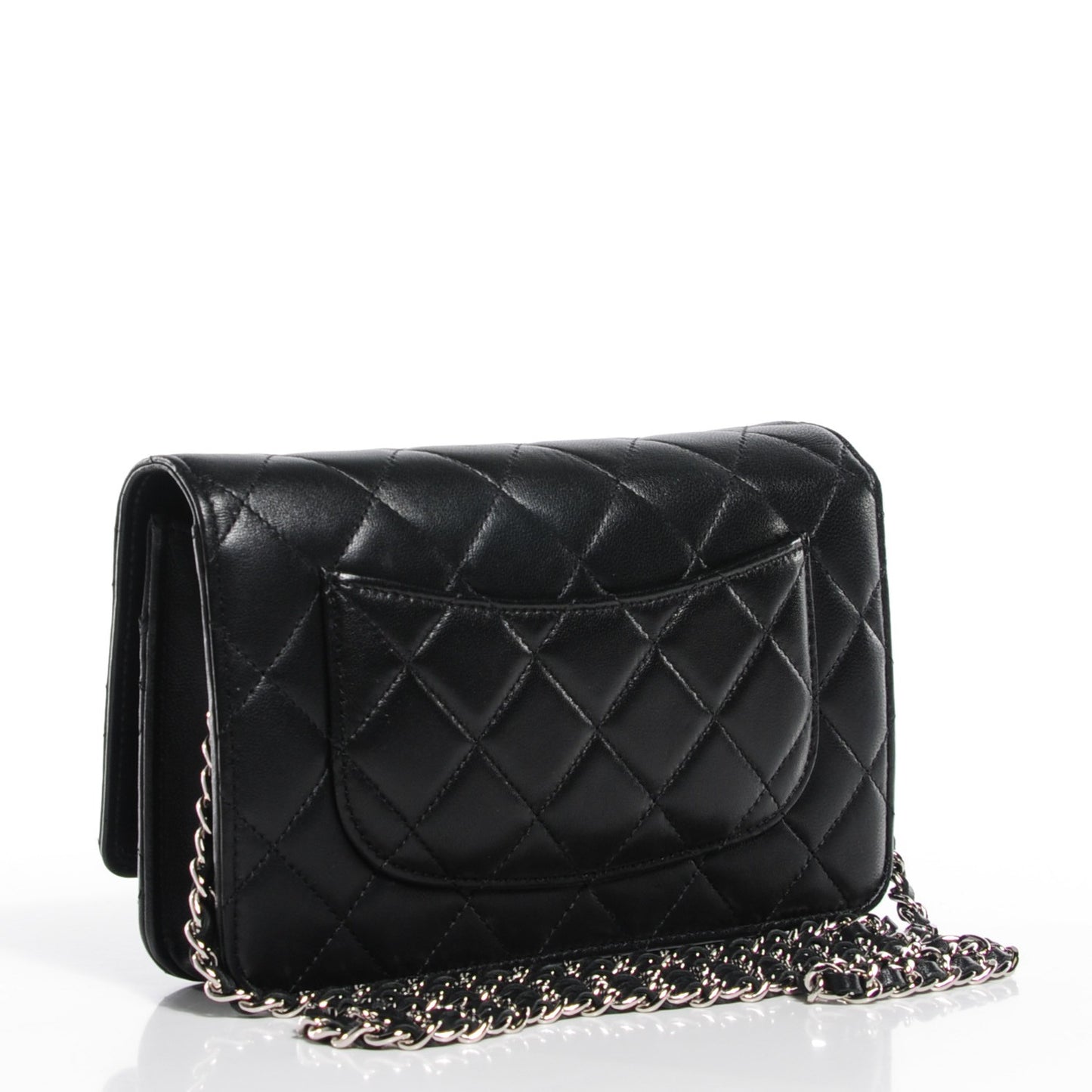 Lambskin Quilted Wallet on Chain WOC Black