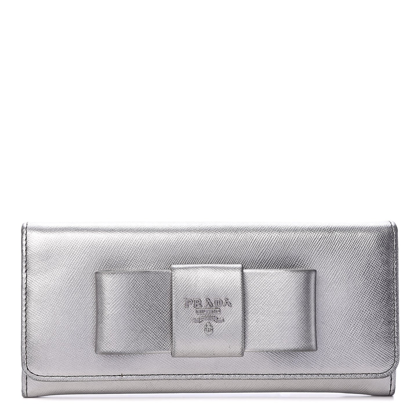 Saffiano Fiocco Bow Continental Wallet Cromo