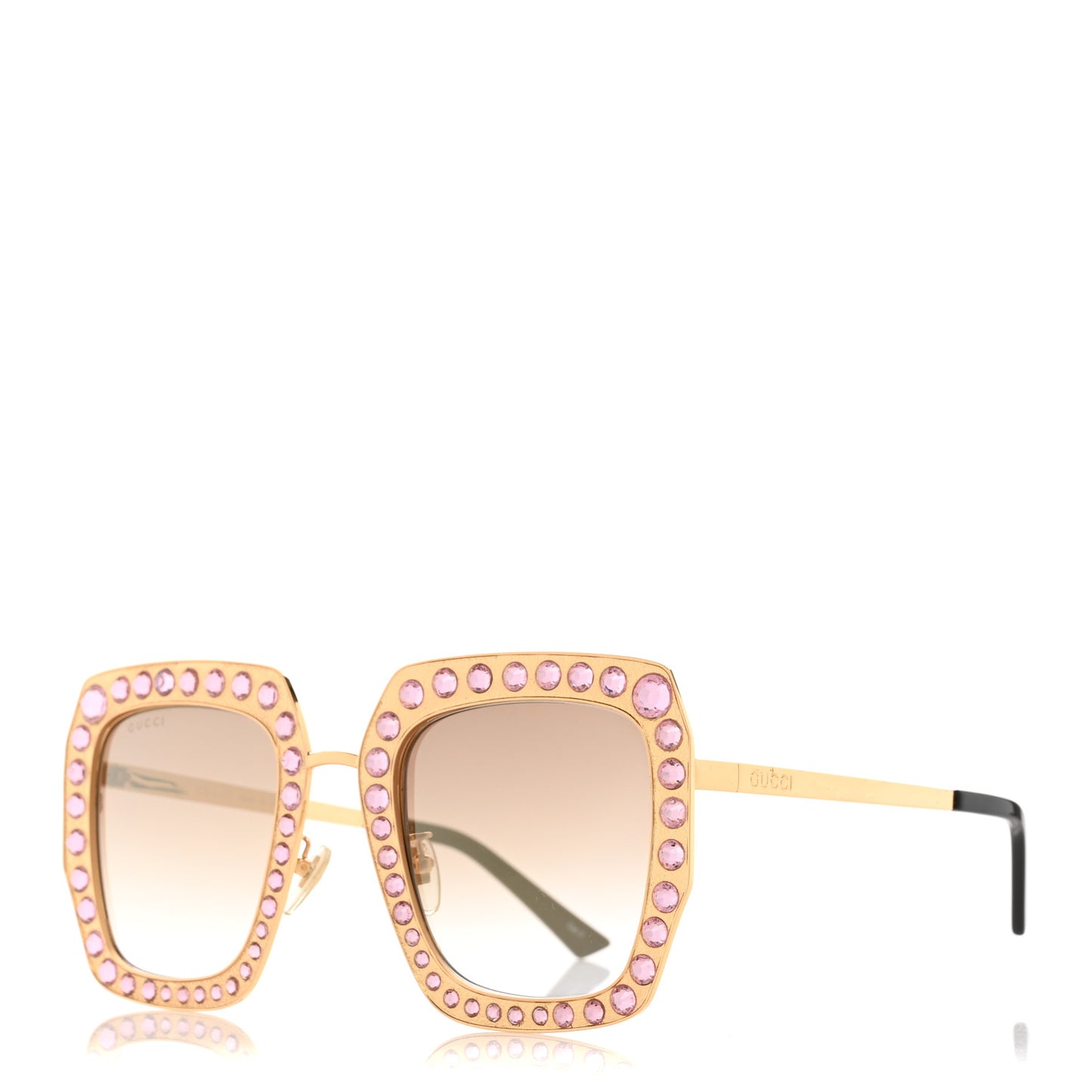 Metal Acetate Crystal Oversize GG0115S Sunglasses Rose Gold
