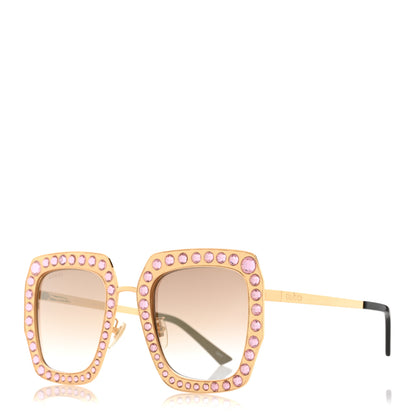 Gucci Metal Acetate Crystal Oversize GG0115S Sunglasses Rose Gold 1 of 8