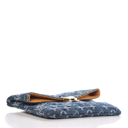 Louis Vuitton Monogram Denim Pochette Plat Clutch Blue 4 of 8