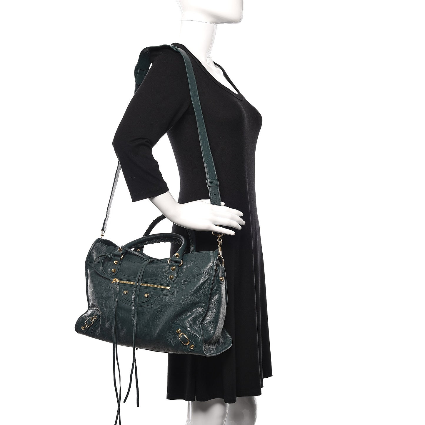 Agneau Classic Gold Hardware City Vert Malachite