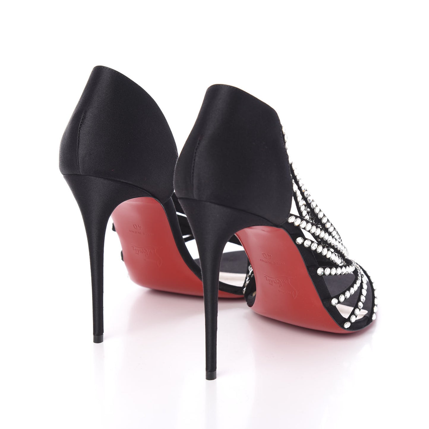 Crepe Satin Strass Norina 100 Sandals 40 Black