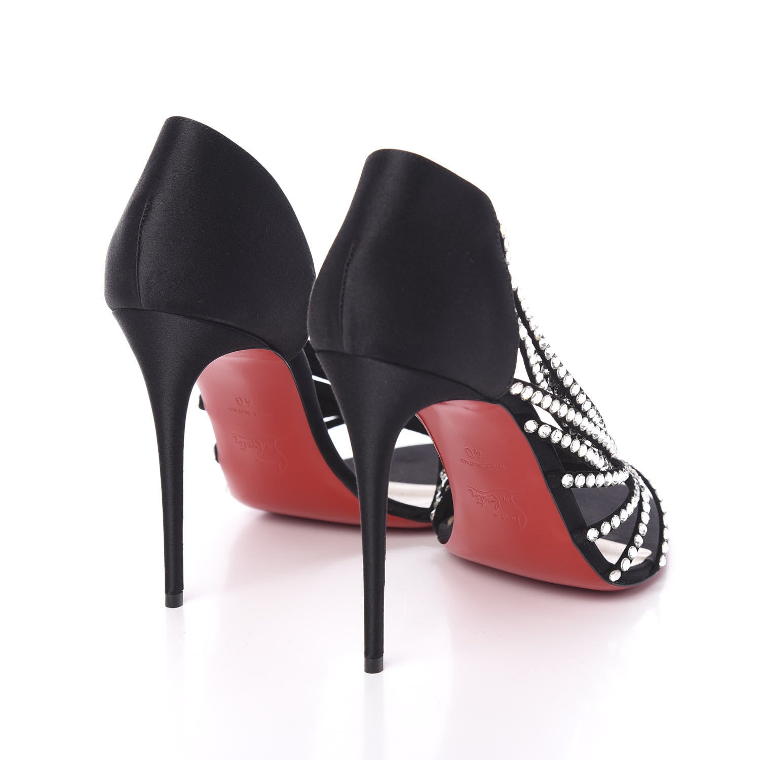 Christian Louboutin Crepe Satin Strass Norina 100 Sandals 40 Black 4 of 7
