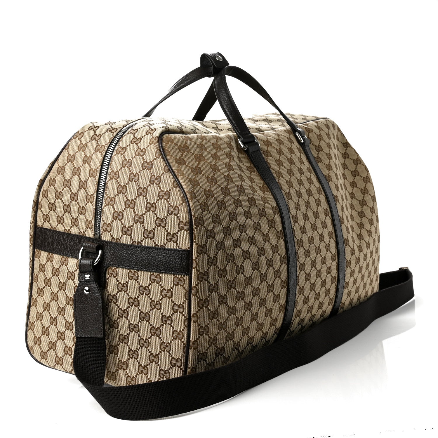 Gucci Monogram Dollar Calfskin Large Boston Duffle Bag Beige Ebony Testa di Moro Marrone Scuro 3 of 10