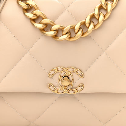 Chanel Lambskin Quilted Large Chanel 19 Flap Beige 7 of 9