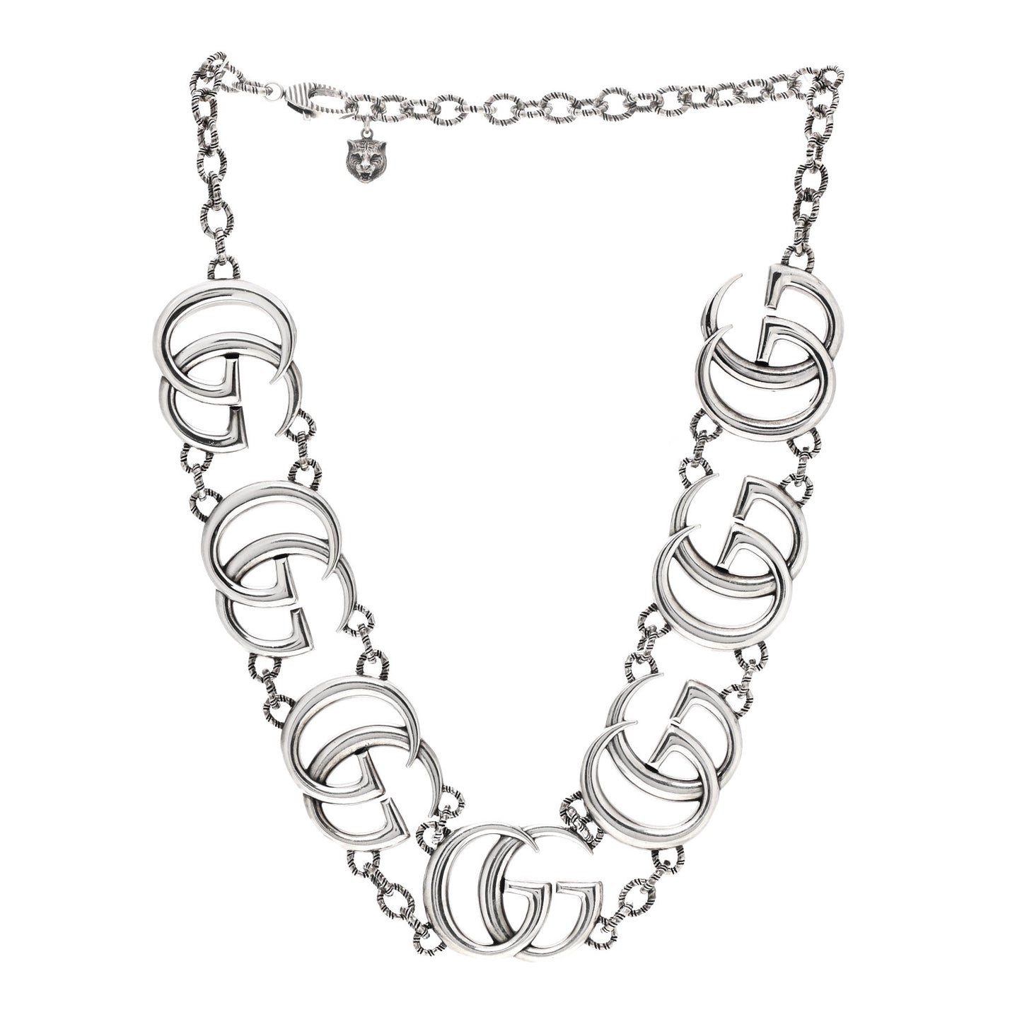 Sterling Silver Double G Marmont Statement Necklace