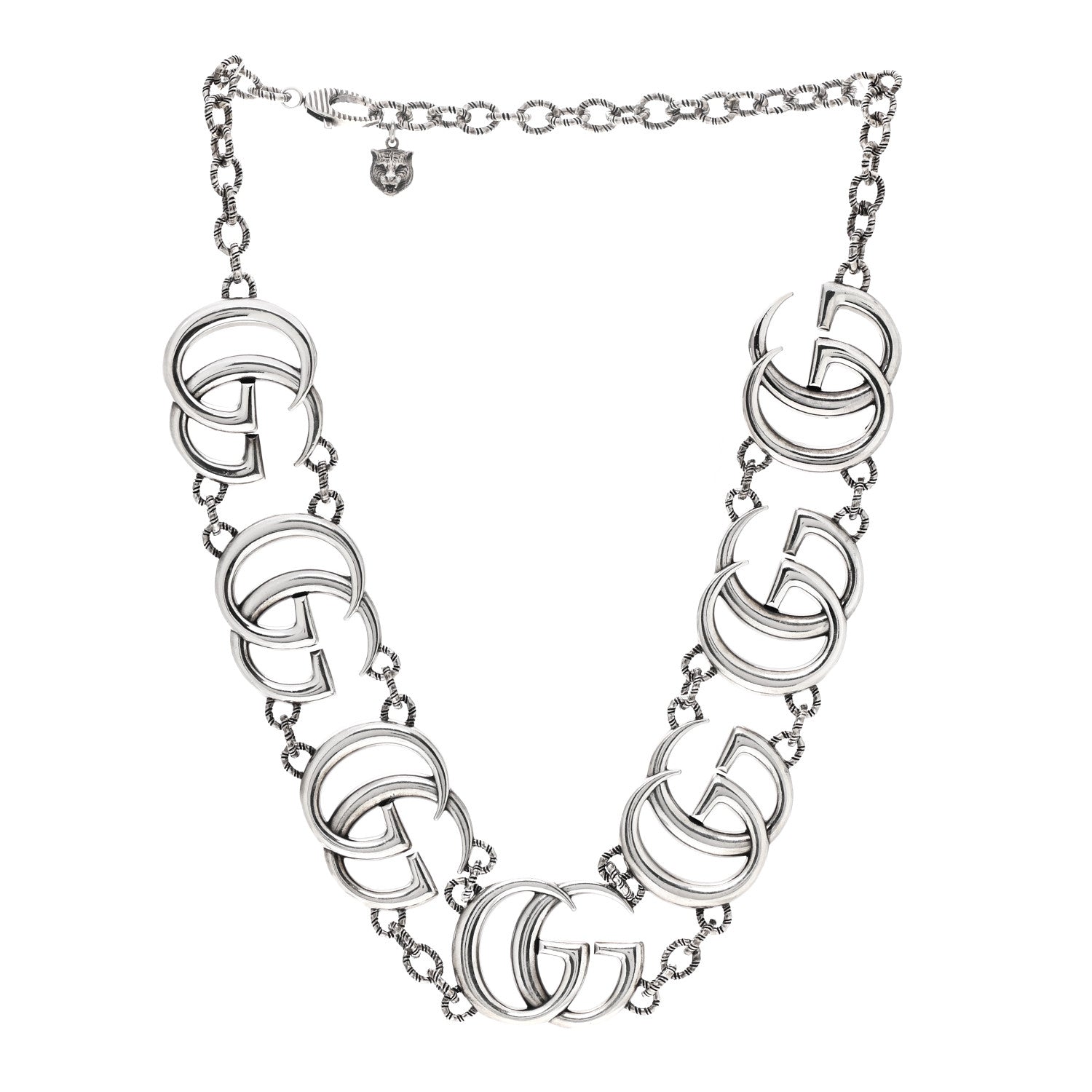 Gucci Sterling Silver Double G Marmont Statement Necklace 3 of 4