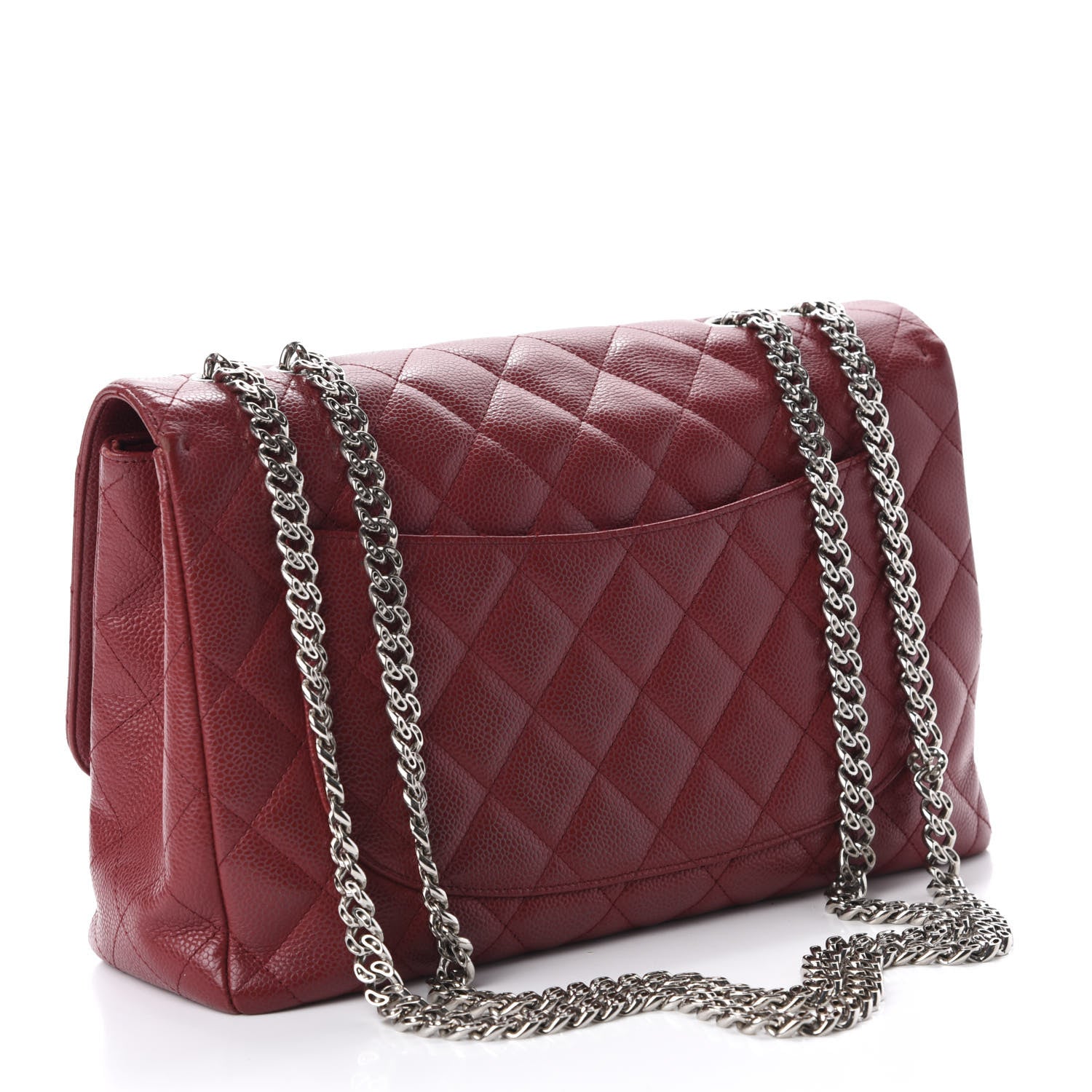 Chanel Caviar Quilted Jumbo Single Flap Bijoux Chain Red 3 of 21