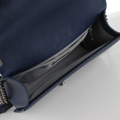 Chanel Calfskin Quilted Double Stitch Medium Boy Flap Navy Blue 5 of 8