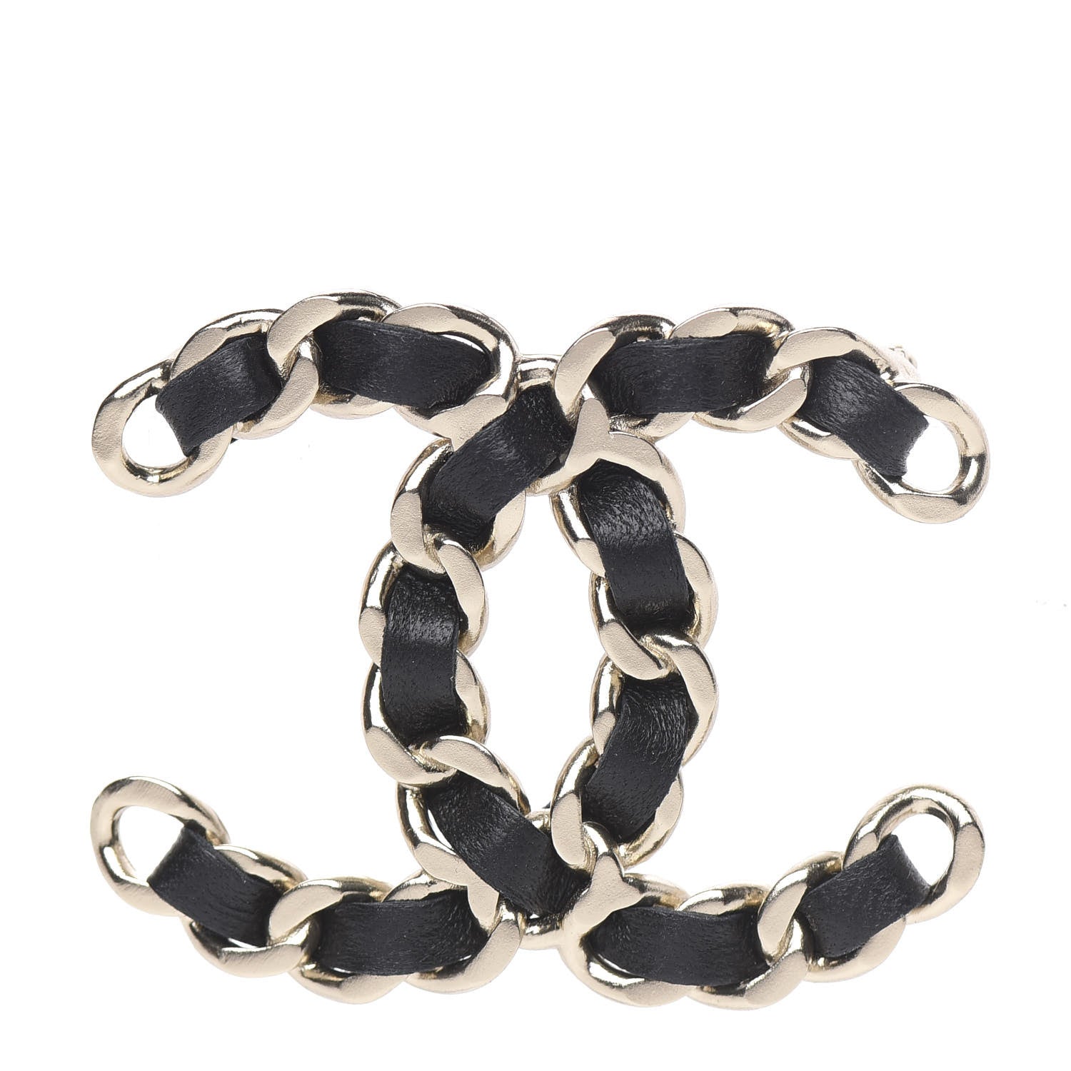 Chanel Lambskin Chain CC Brooch Black Gold 1 of 3