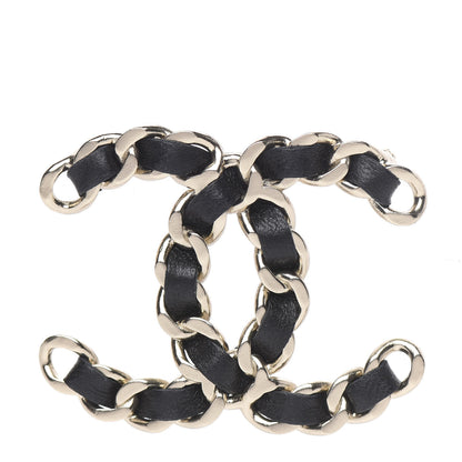 Chanel Lambskin Chain CC Brooch Black Gold 1 of 3