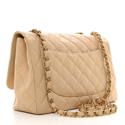 Chanel Caviar Quilted Jumbo Single Flap Beige 3 of 13