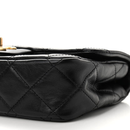 Chanel Calfskin Quilted Mini Rectangular Crystal Pearls Chain Flap Black 10 of 11
