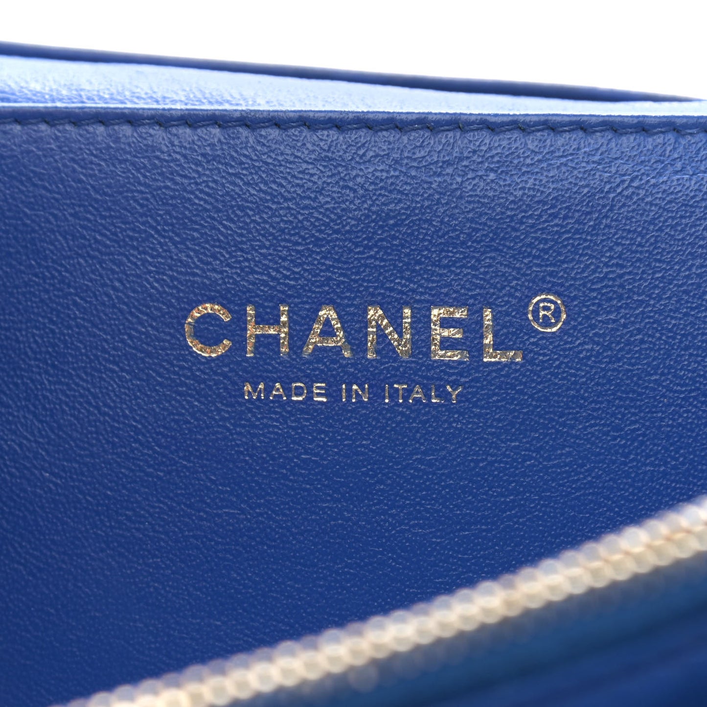 Calfskin Stitched Thin City Flap Blue