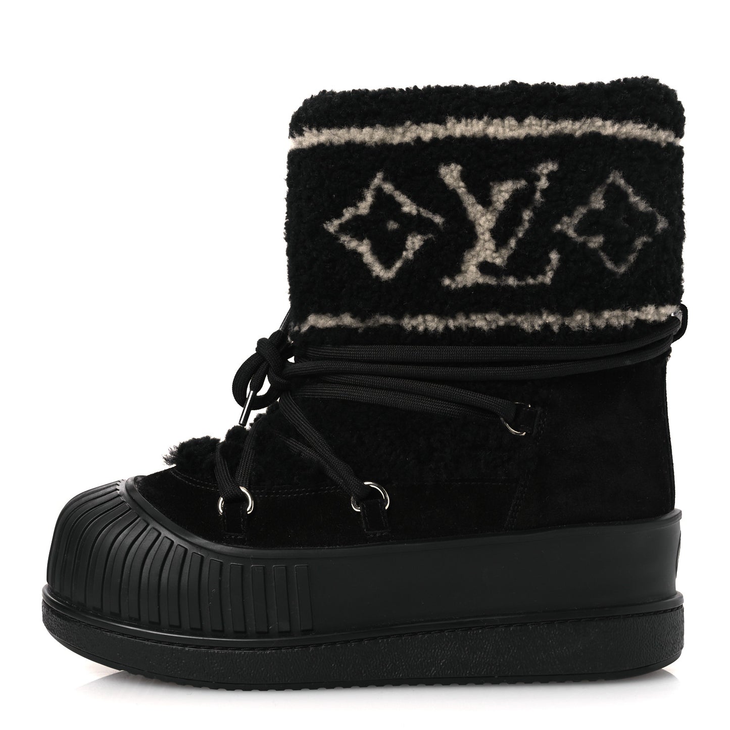 Suede Shearling Polar Flat Half Boots 40 Black