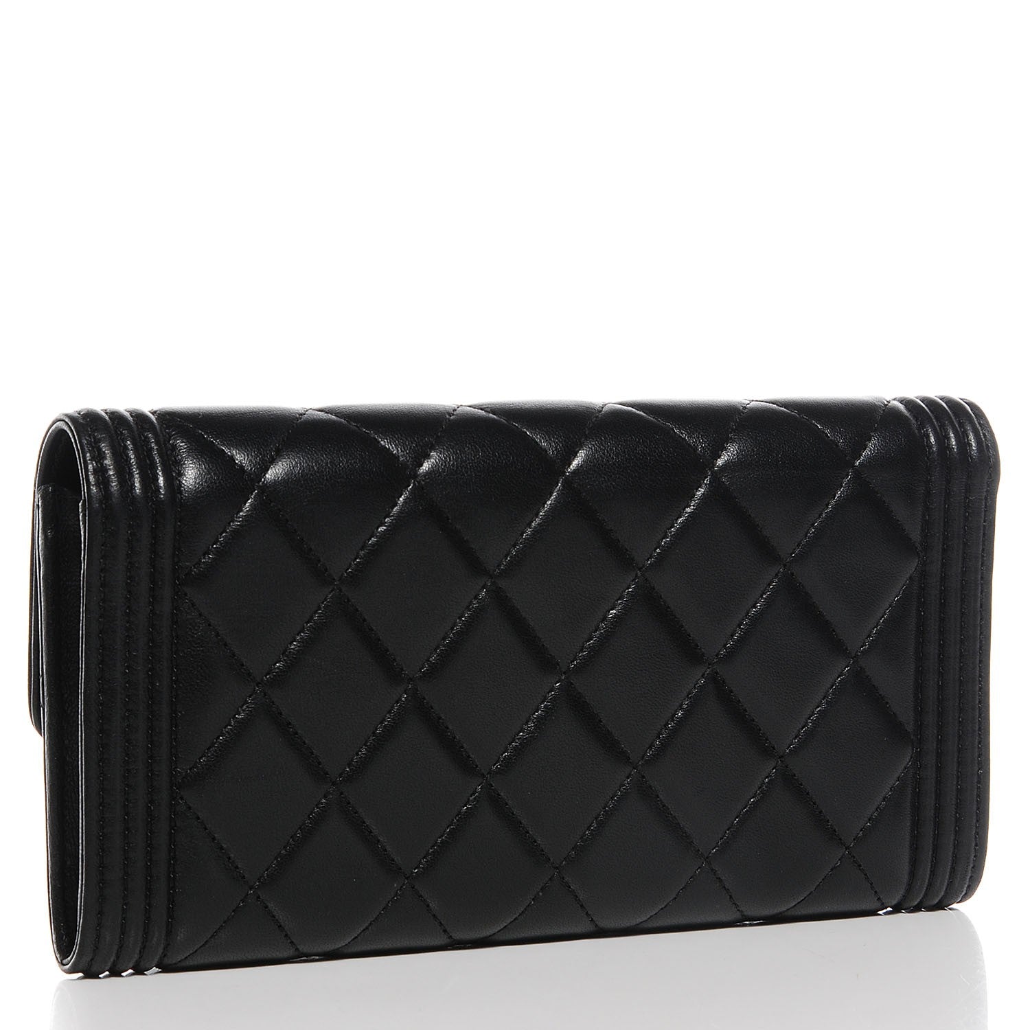 Chanel Lambskin Quilted Boy Flap Wallet Black 3 of 9