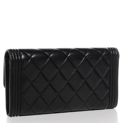 Chanel Lambskin Quilted Boy Flap Wallet Black 3 of 9