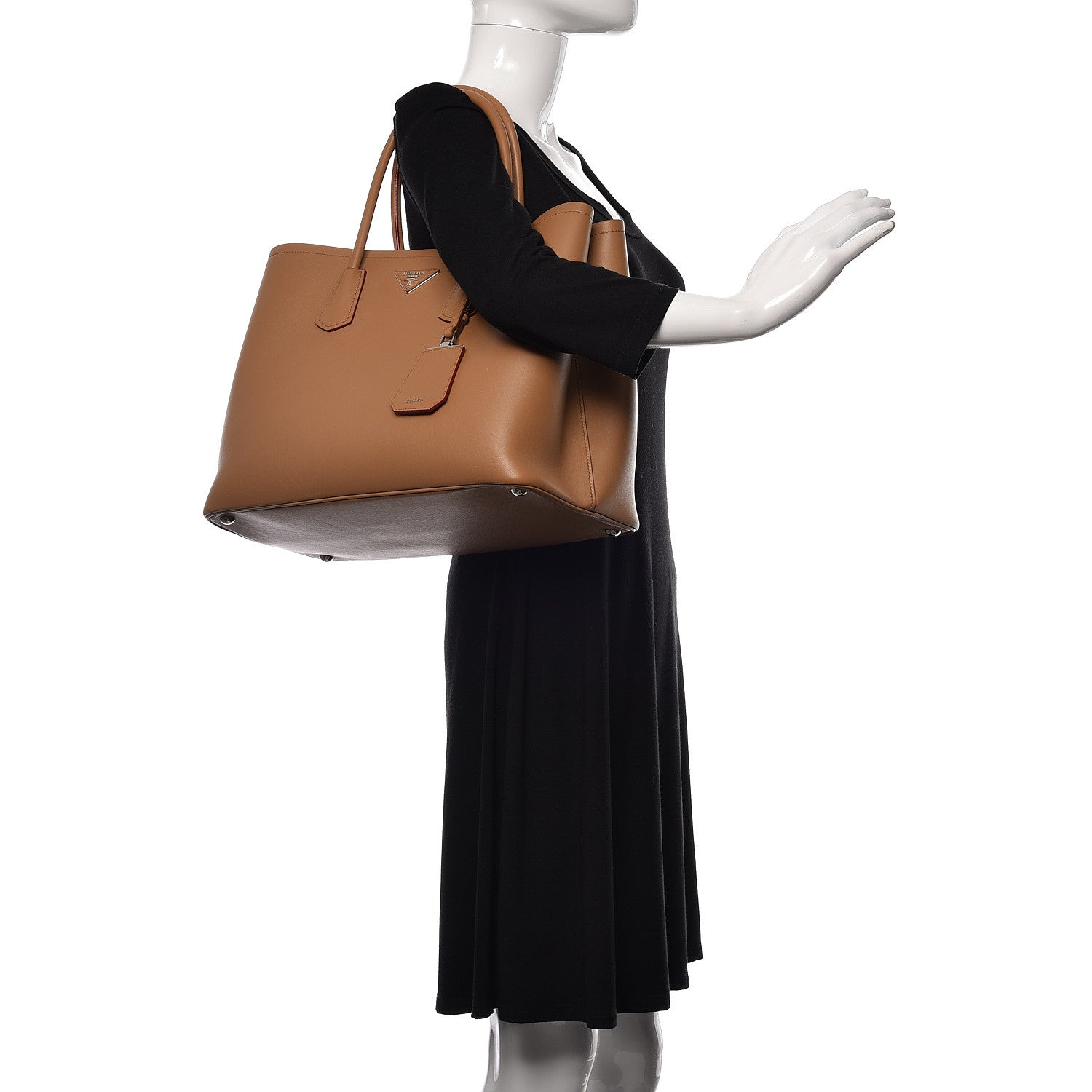 Prada City Calfskin Large Double Bag Caramel Fuoco 2 of 14