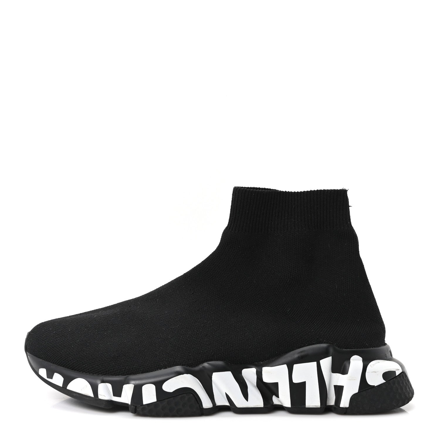 Balenciaga Neoprene Knit Womens Speed Graffiti Sneakers 38 Black White 1 of 8