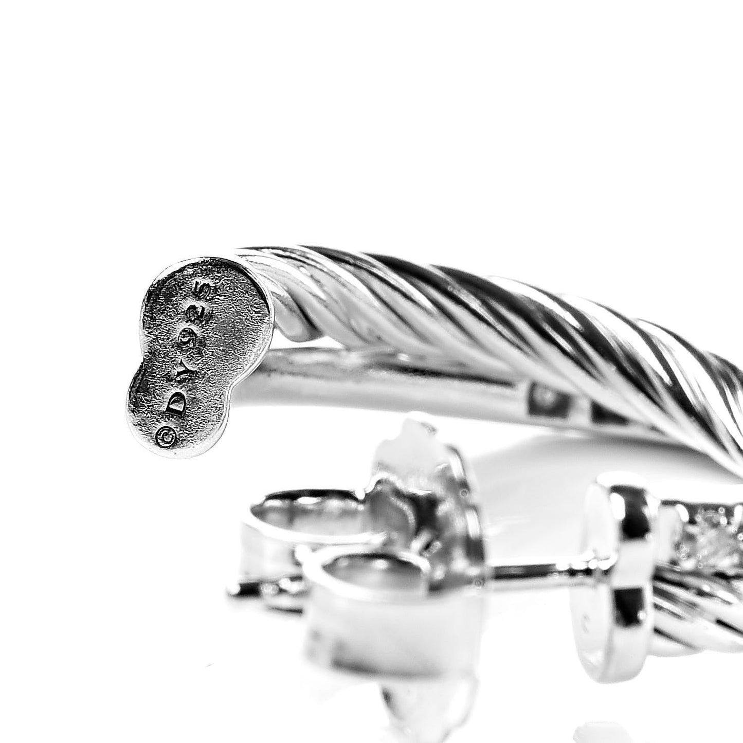 Sterling Silver Diamond Medium Crossover Hoop Earrings