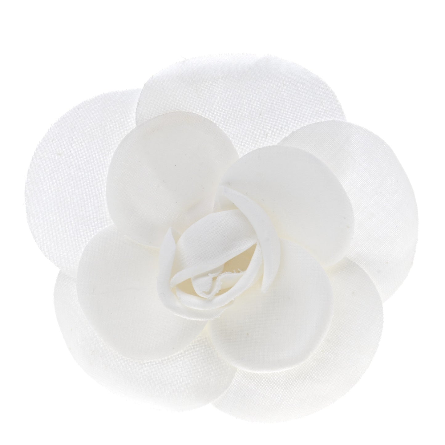 Linen Camellia Brooch Pin White
