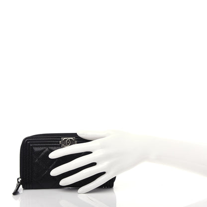 Chanel Caviar Quilted Small Boy Zip Around Wallet Black 2 of 9