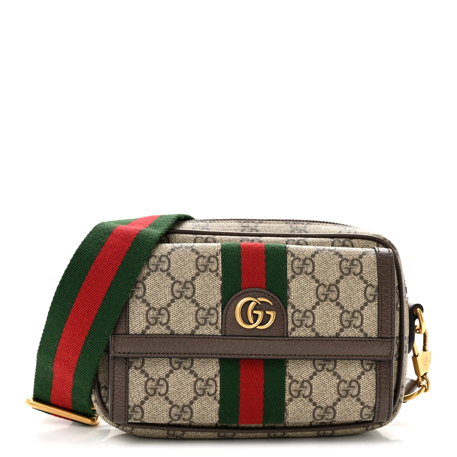 Gucci GG Supreme Monogram Web Mini Ophidia Bag Beige Ebony 1 of 10