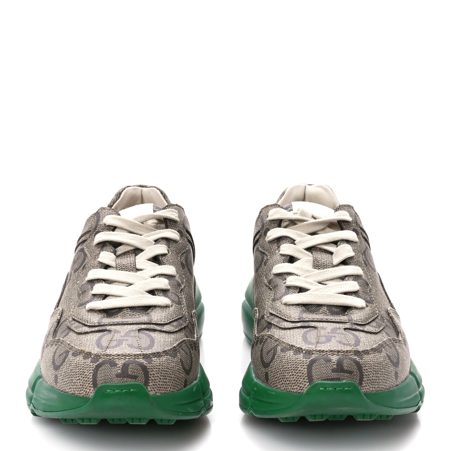 Maxi GG Supreme Monogram Gucci 100 Womens Rhyton Sneakers 37 Beige Ebony Green