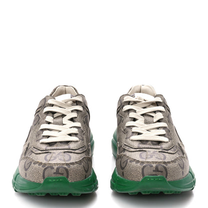 Gucci Maxi GG Supreme Monogram Gucci 100 Womens Rhyton Sneakers 37 Beige Ebony Green 2 of 8