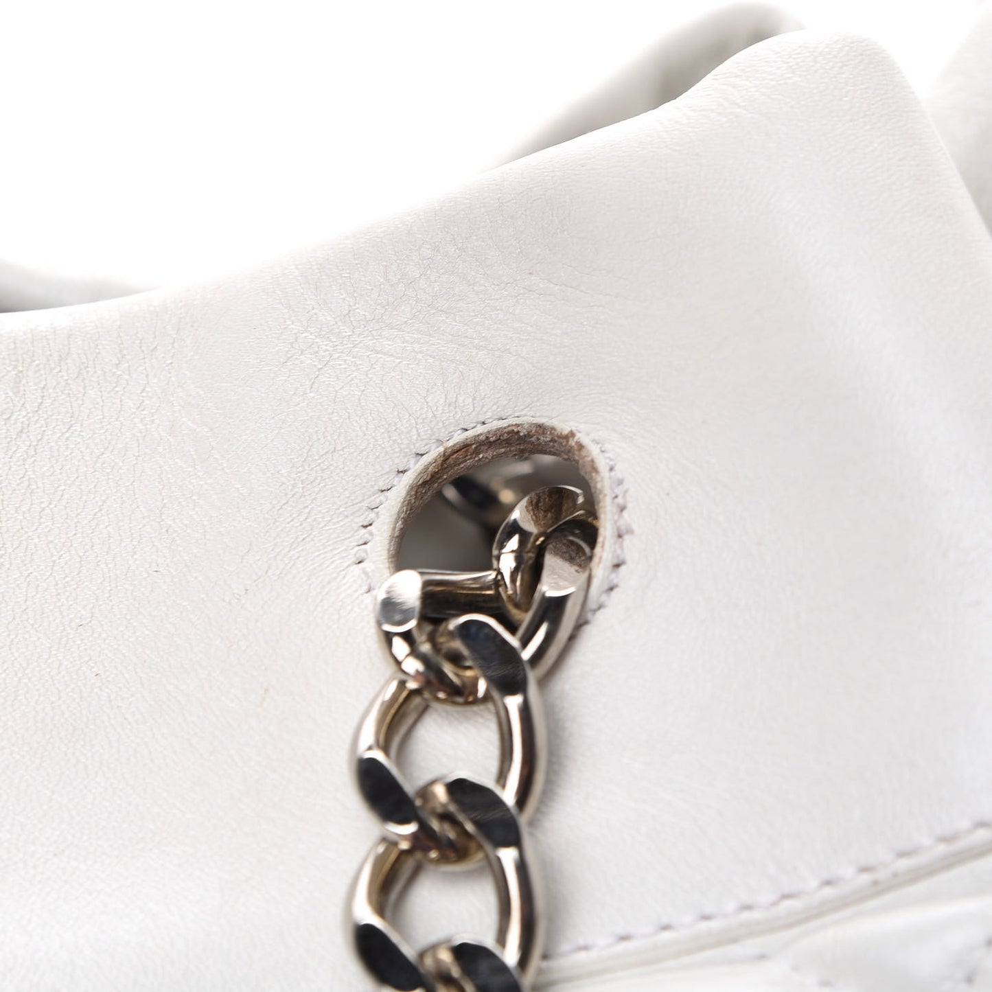 Calfskin Quilted Bucket Shoulder Bag White