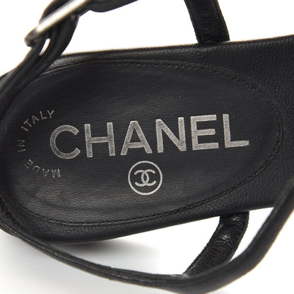 Chanel Lambskin Crystal CC Thong Sandals 36 Black 10 of 11