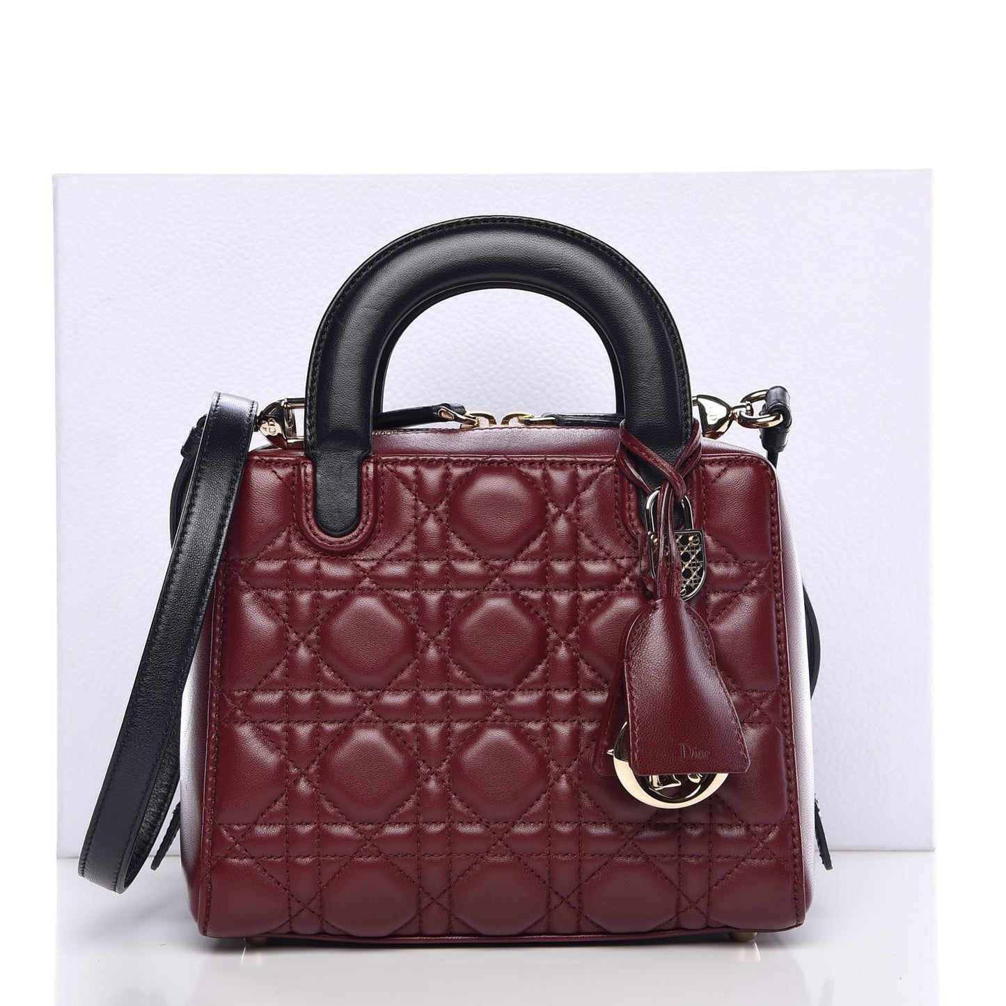 Lambskin Cannage Lily Tote Red Sapphire Blue