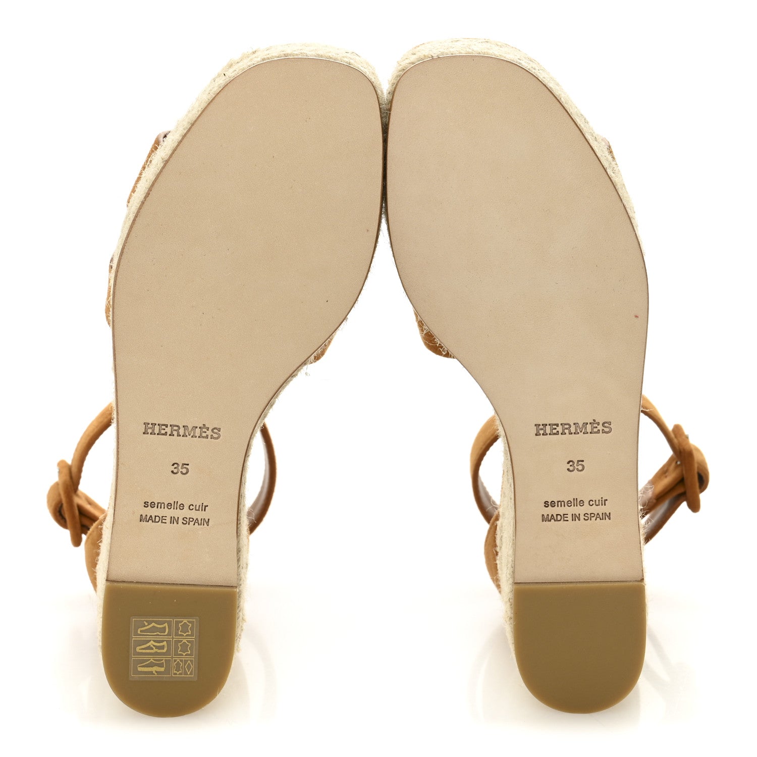 Hermes Suede Goatskin Elda Espadrille Wedge Sandals 35 Naturel 6 of 11