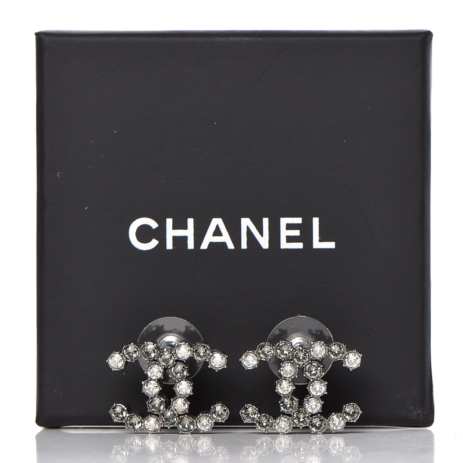 Chanel Crystal CC Earrings Silver 5 of 5