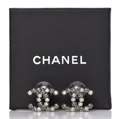 Chanel Crystal CC Earrings Silver 5 of 5
