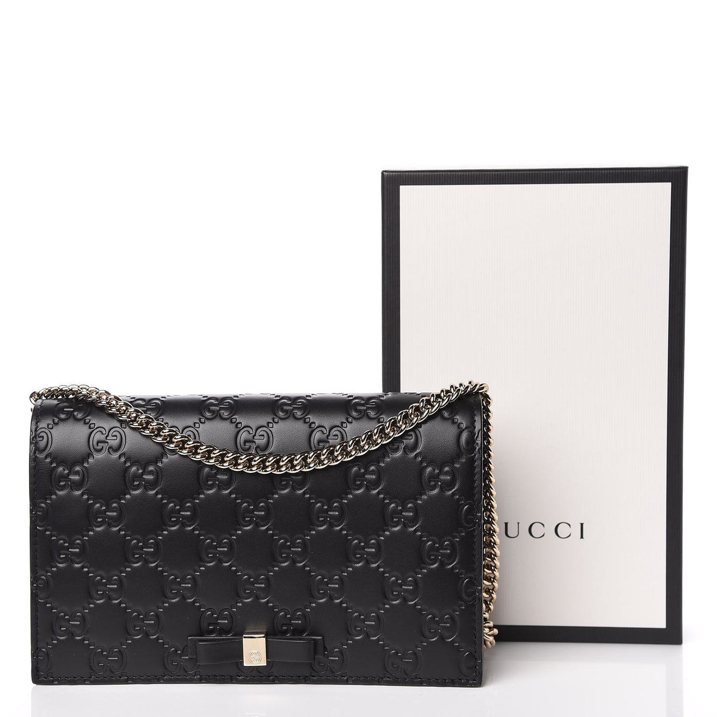 Guccissima Signature Bowy Chain Wallet Black