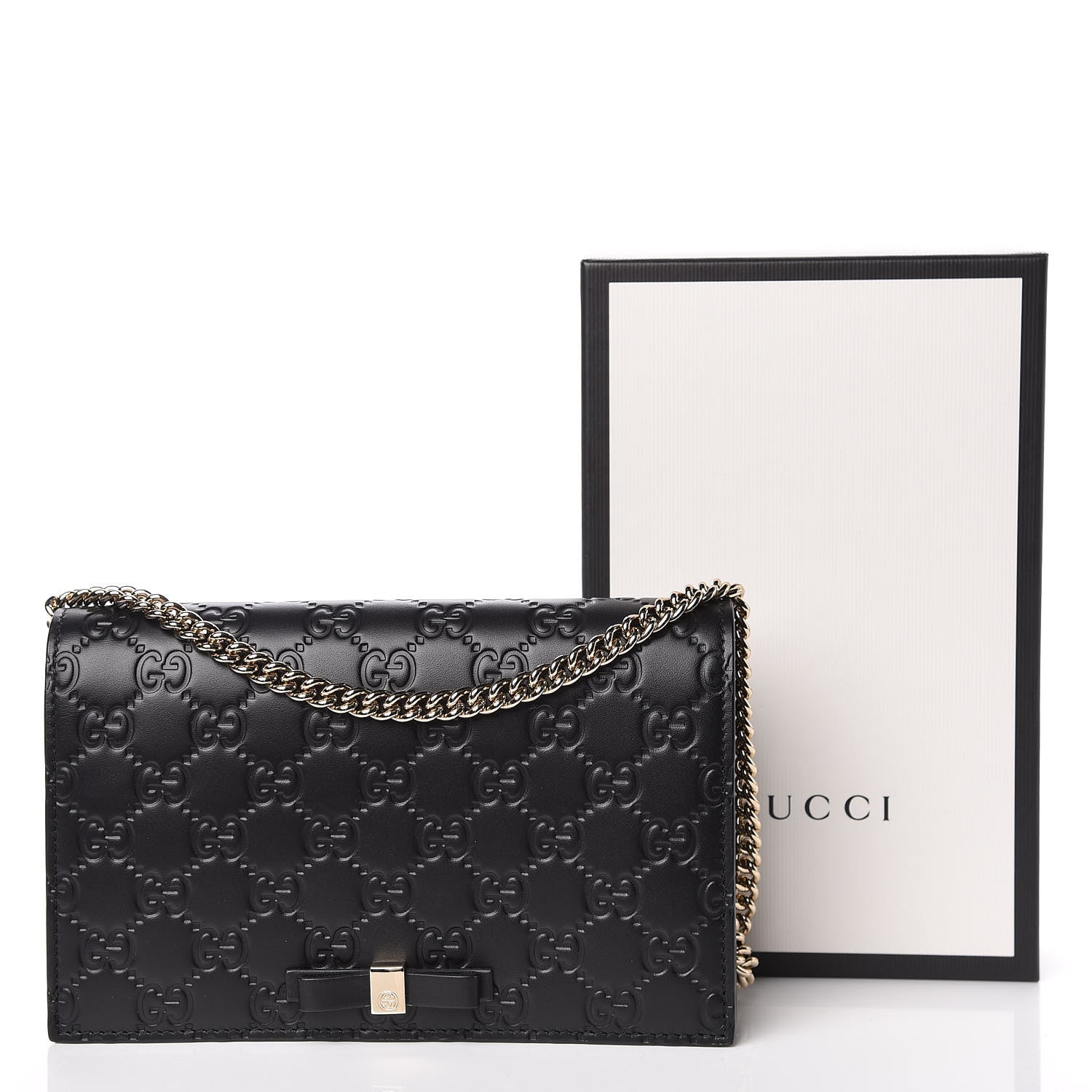 Gucci Guccissima Signature Bowy Chain Wallet Black 9 of 9