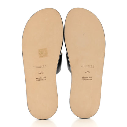 Hermes Calfskin Mens Izmir Sandals 43.5 Black 5 of 9