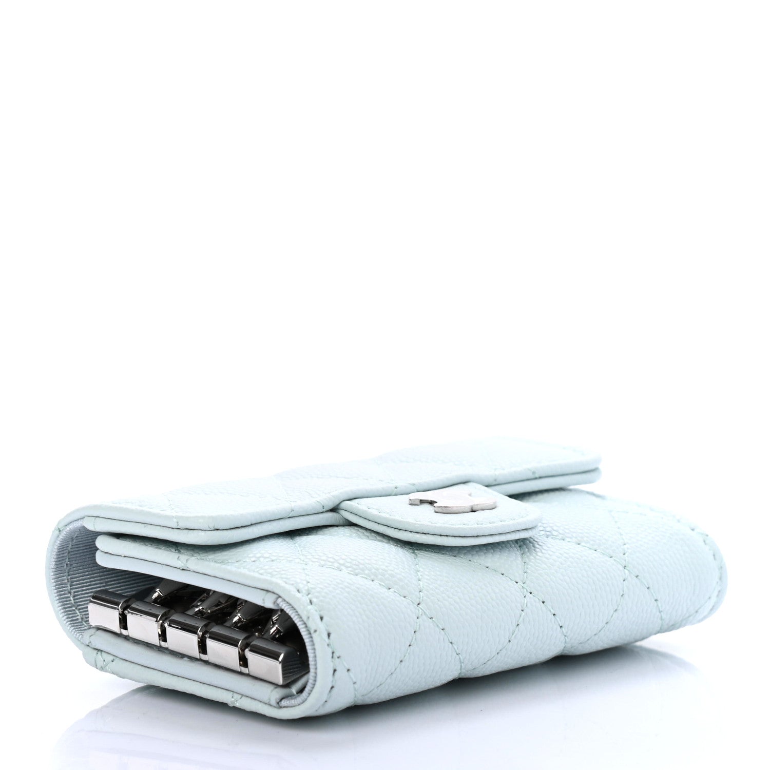 Chanel Caviar Quilted Classic 4 Key Holder Wallet Light Blue 4 of 9