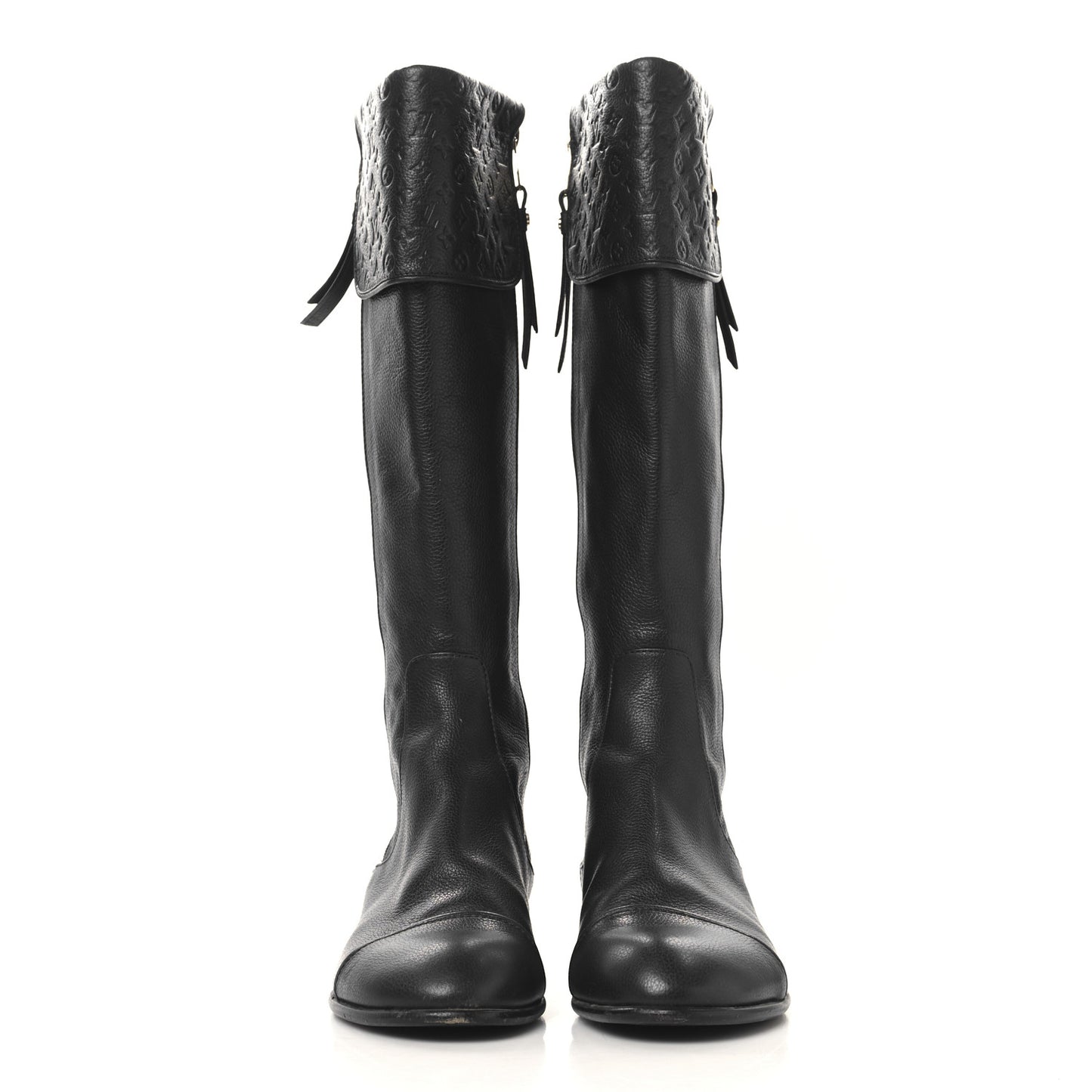 Calfskin Monogram High Boots 38 Black