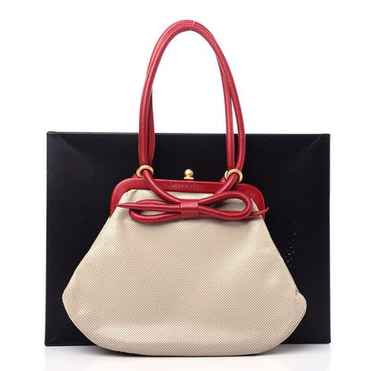 Chanel Perforated Lambskin Kiss Lock Light Beige Red 11 of 12